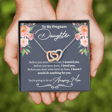 Pregnant Daughter Interlocking Hearts Necklace - Love You This Much